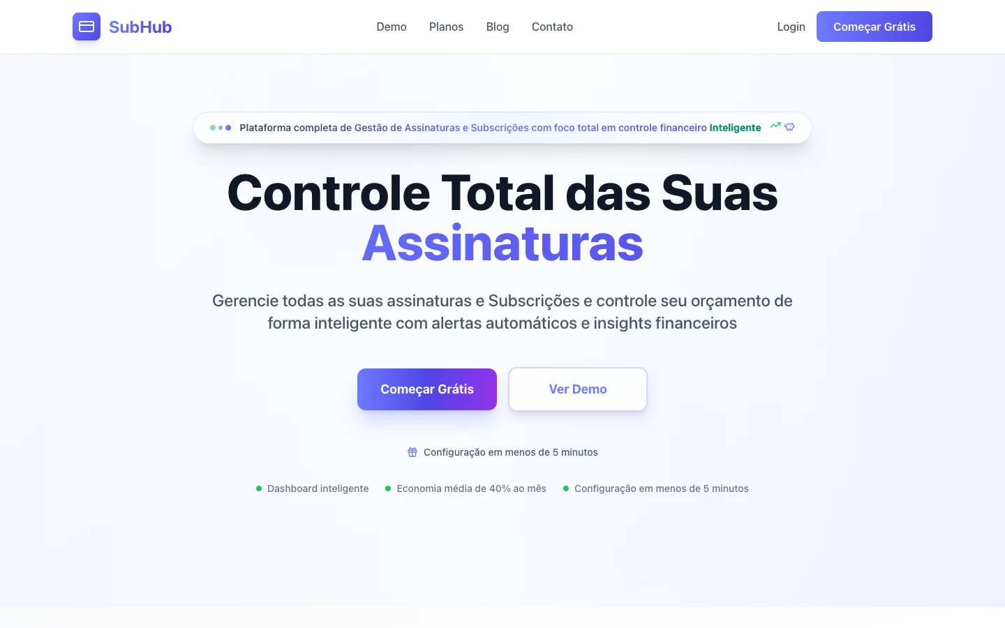 Antes real do SubHub em desktop