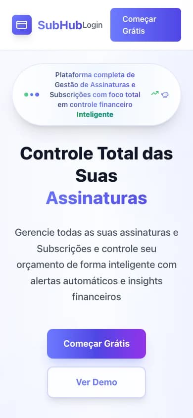 Antes real do SubHub em mobile